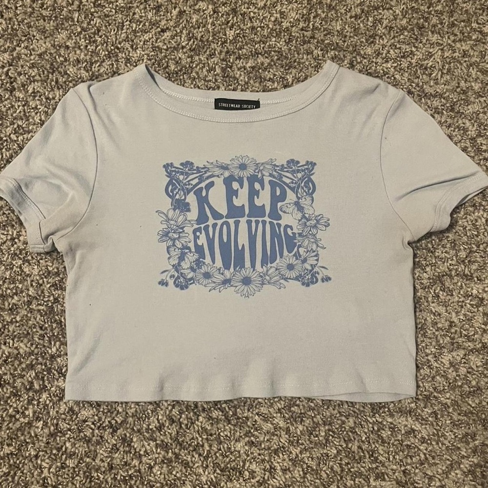 Blue Graphic Crop Top